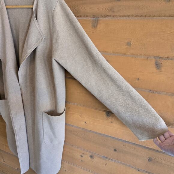 J. Crew Juliette Collarless Sweater Blazer Heathered Khaki Medium Cardigan Top - Picture 5 of 9